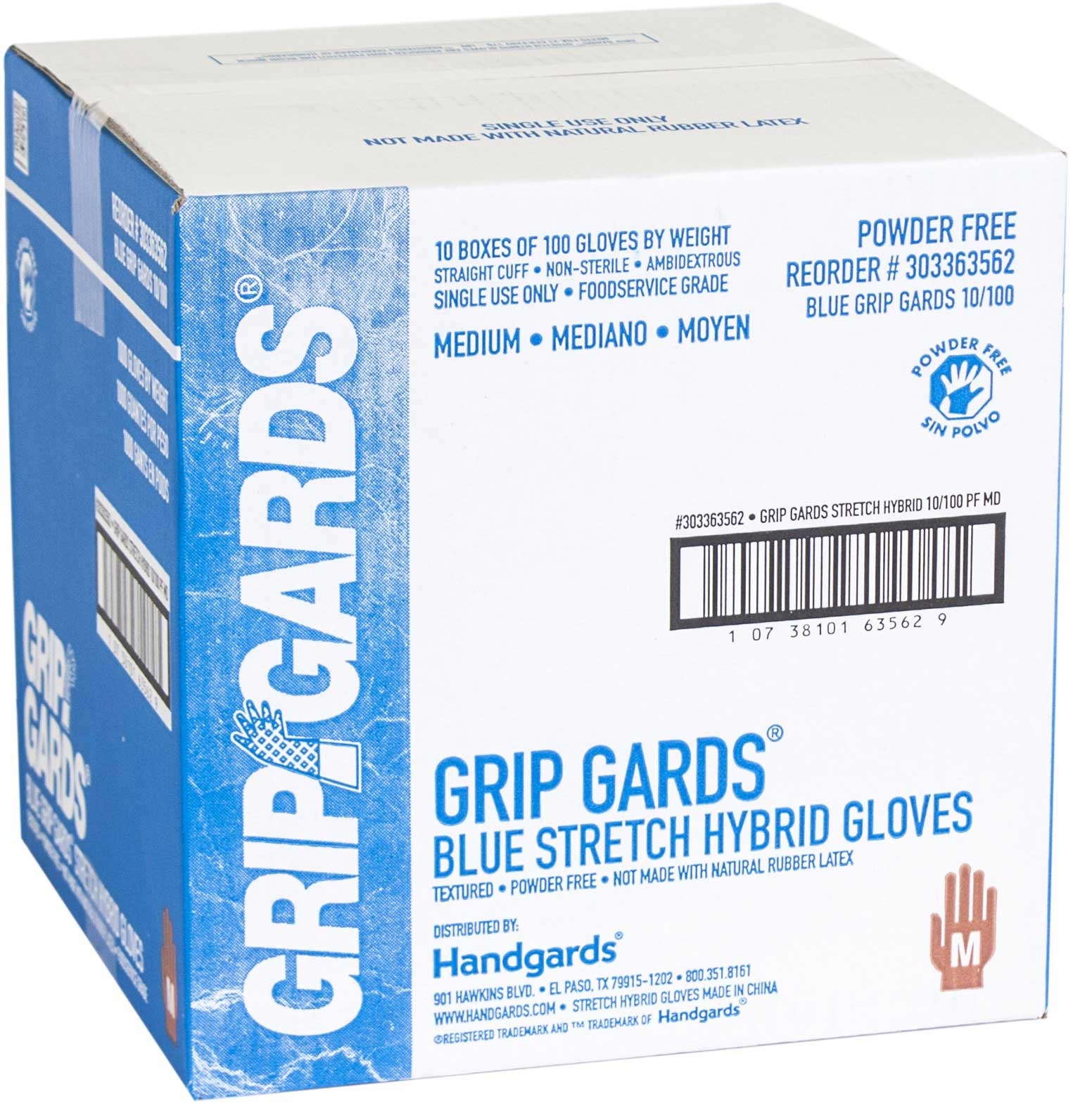 Grip Gards Blue Medium Stretch Hybrid Gloves, 100 count per pack -- 10 per case.