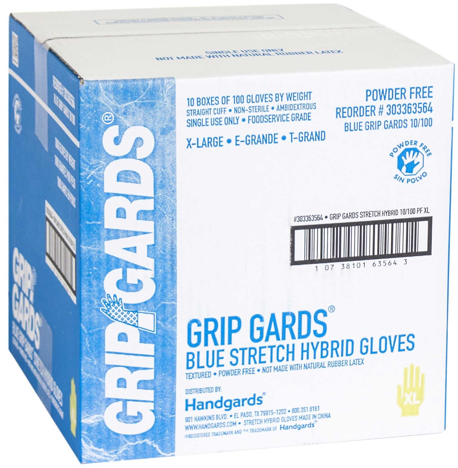 Grip Gards Blue Extra Large Stretch Hybrid Gloves, 100 count per pack -- 10 per case.