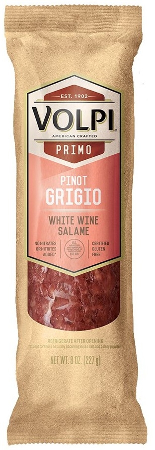 Volpi Pinot Grigio Wine Salame Chub, 8 Ounce -- 12 per case.