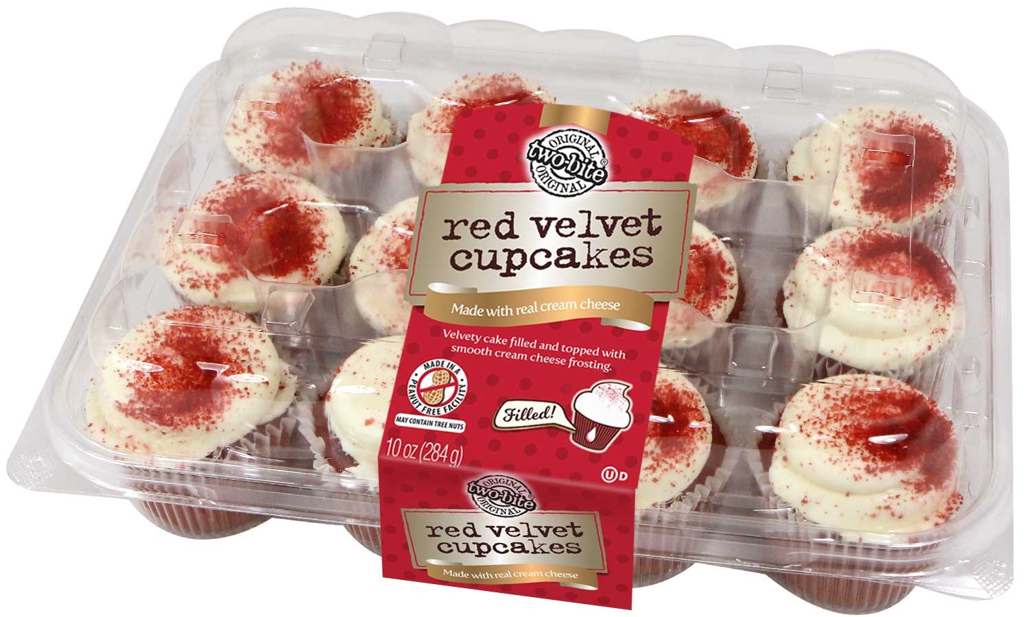 Two Bite Premium Red Velvet Cupcake, 10 Ounce -- 12 per case