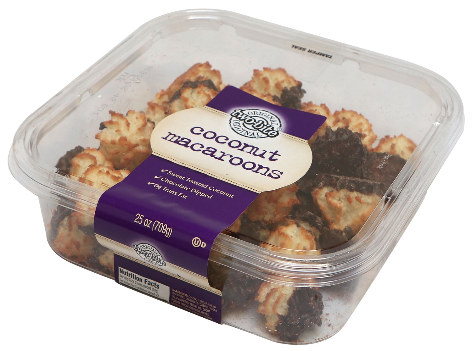 Two Bite Chocolate Dipped Coconut Macaroons, 25 Ounce -- 6 per case.