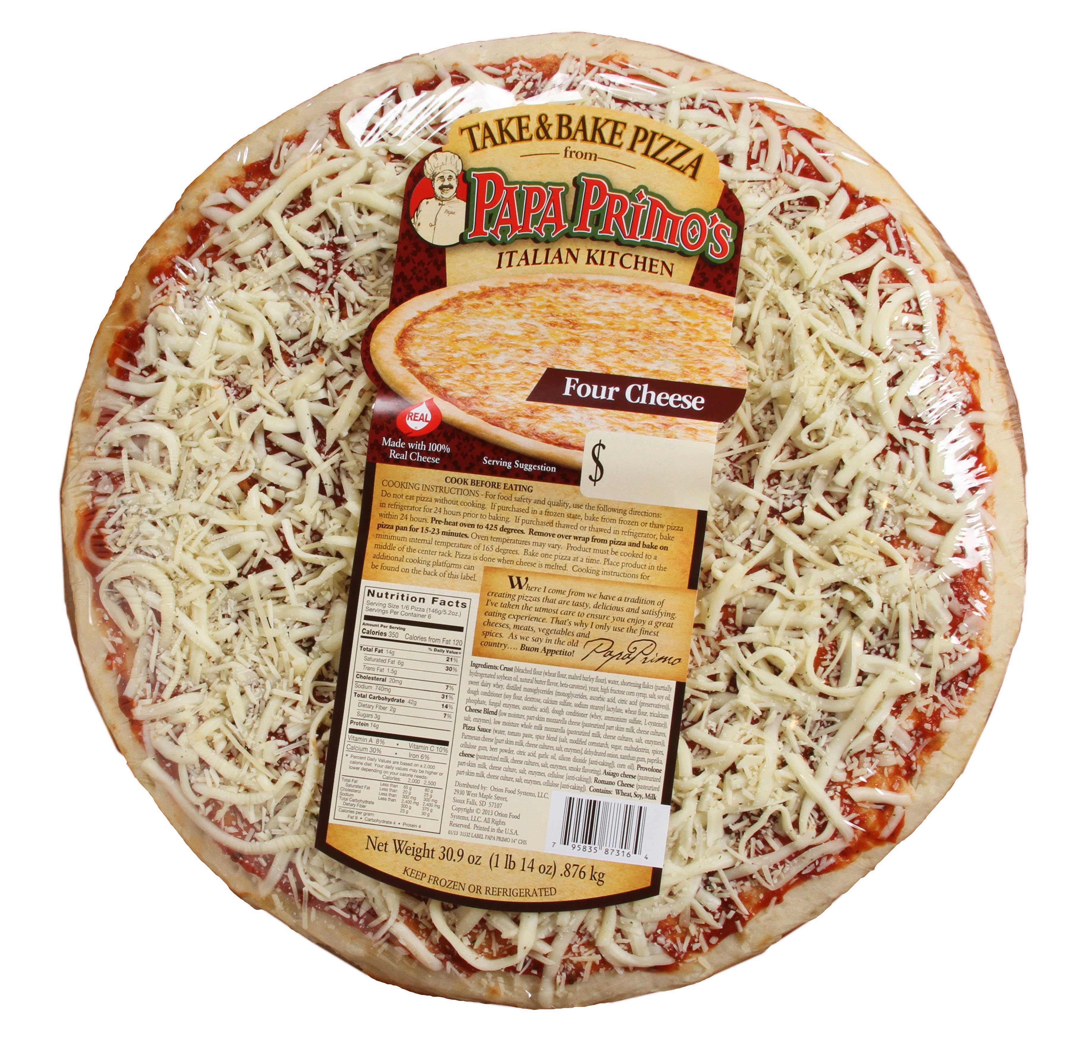 Papas Primos Large Cheese Pizza, 30.9 Ounce -- 6 per case.