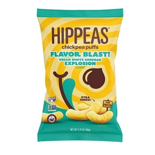 Hippeas Flavor Blast Vegan White Cheddar Explosion Chickpea Puffs, 3.75 Ounce -- 12 per case