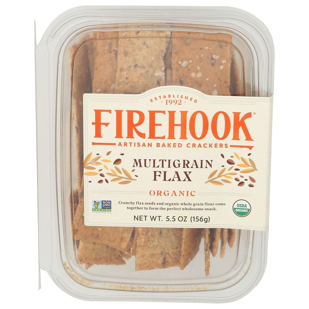 Firehook Organic Multigrain Flax Crackers, 5.5 Ounce -- 8 per case