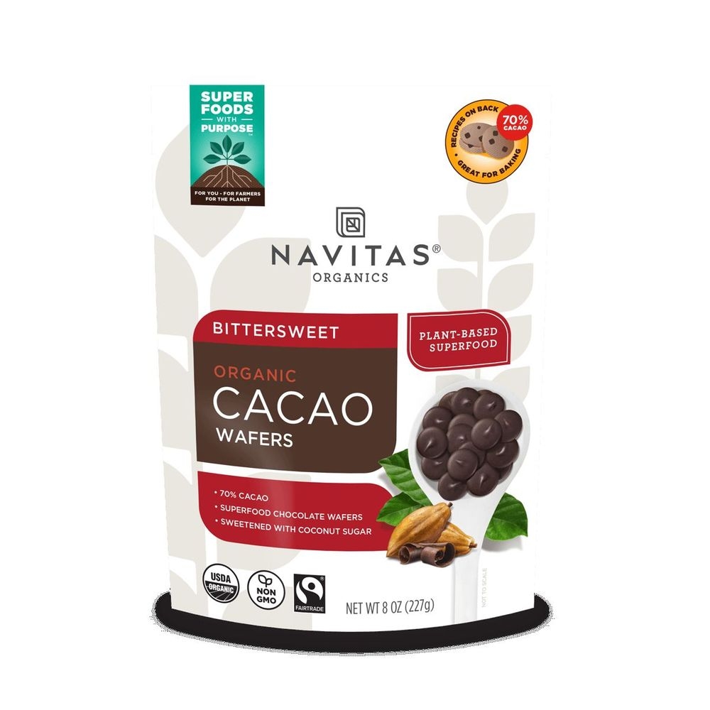Navitas Organics Bittersweet Cacao Wafers, 8 Ounce -- 6 per case