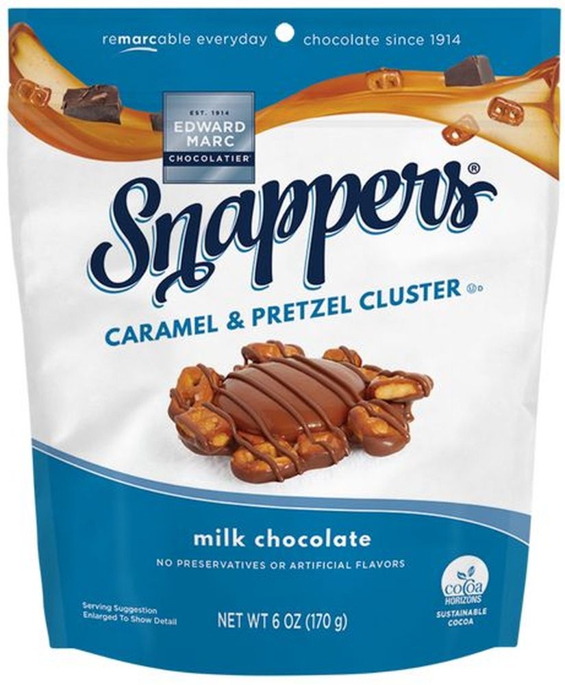 Snappers Milk Chocolate Caramel and Pretzel Cluster, 6 Ounce -- 12 per case