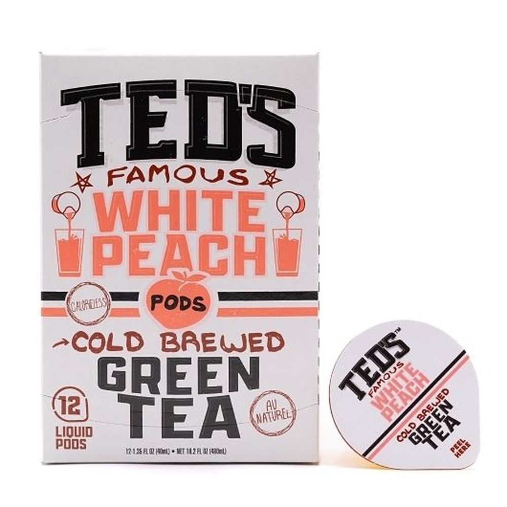 Java House Teds Famous White Peach Cold Brew Green Tea Liquid Pods, 16.2 Ounce -- 4 per case