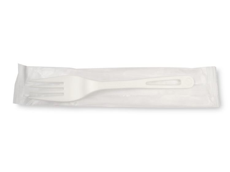 World Centric Compostable TPLA Individually Wrapped Fork, 6.3 inch -- 750 per case.