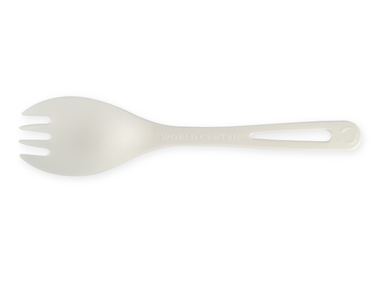 World Centric Compostable TPLA Spork, 6 inch -- 1000 per case.