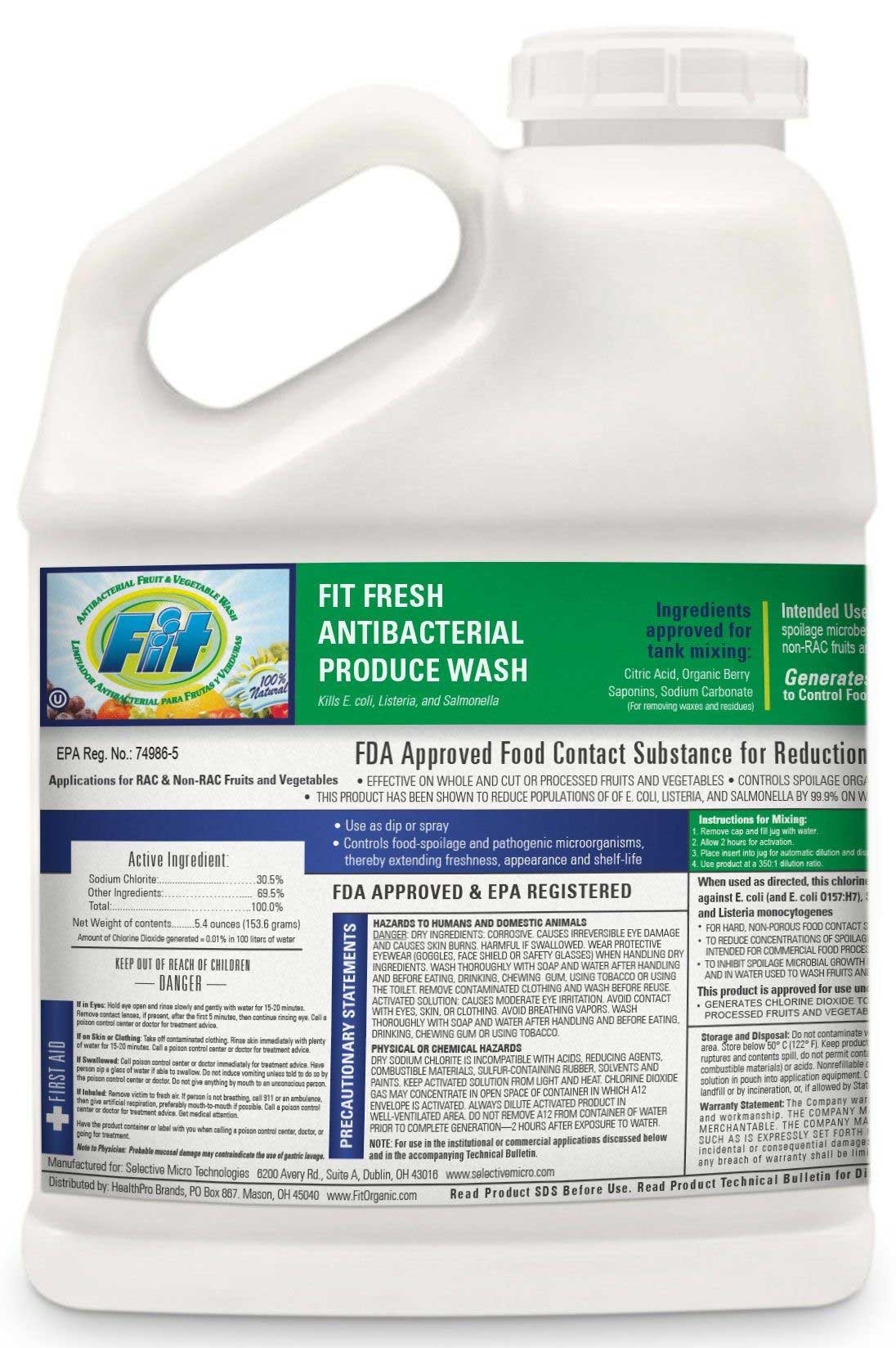 Fit Fruit and Vegetable Antibacterial Produce Wash Liquid, 1 Gallon Bottle -- 4 per case.
