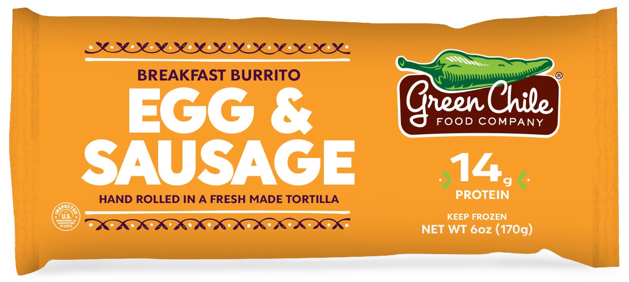Green Chile Egg and Sausage Breakfast Burrito - Bulk, 6 Ounce -- 12 per case