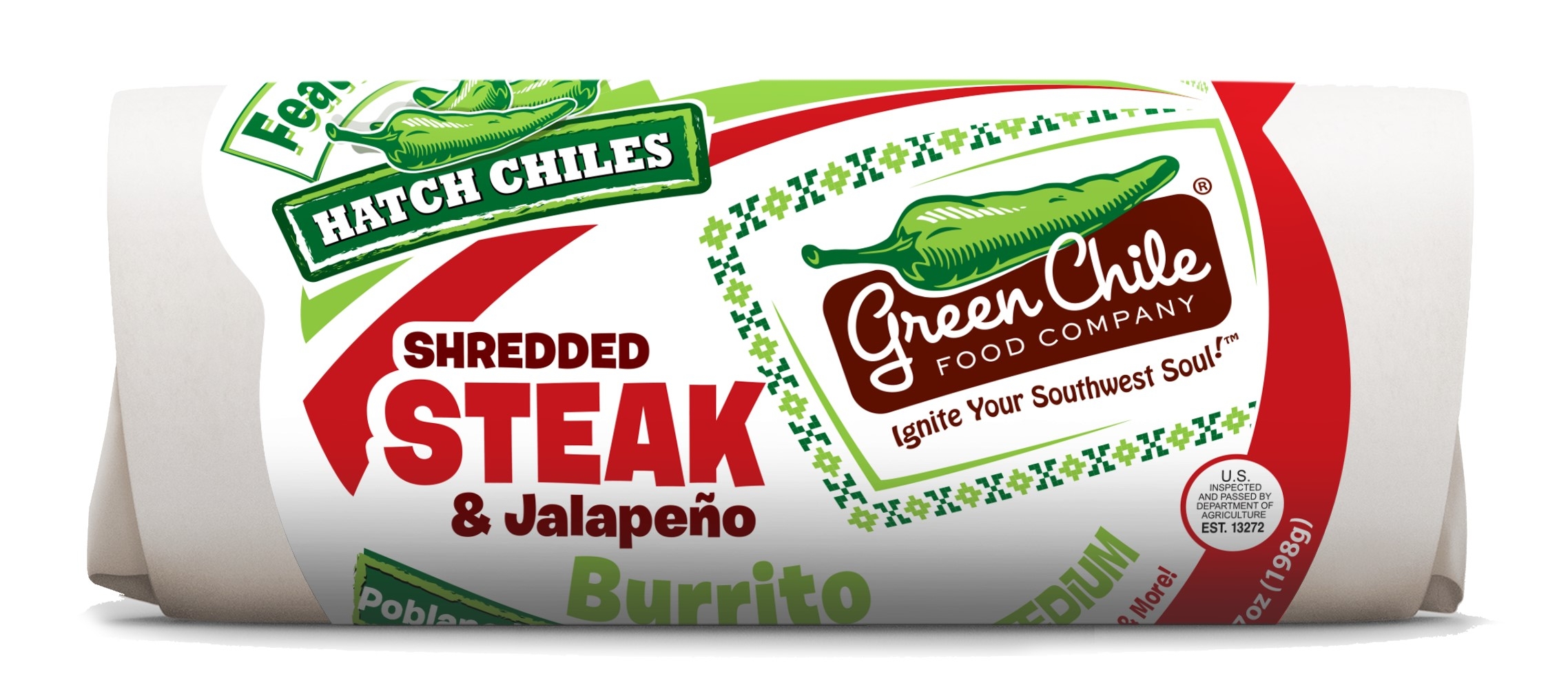 Green Chile Steak and Jalapeno Burrito -- 12 per case.