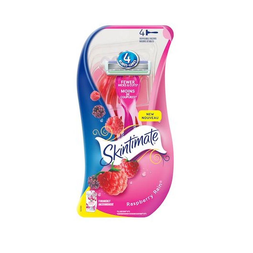 Skintimate Raspberry Rain Disposable Razor, 4 count -- 12 per case