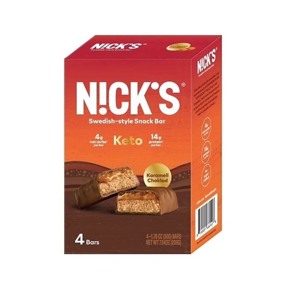 Nicks Caramel and Chocolate Protein Bar, 4 count -- 6 per case