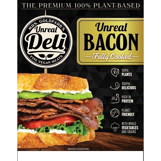 Unreal Deli Plant Based Bacon Slices, 1 Pound -- 10 per case