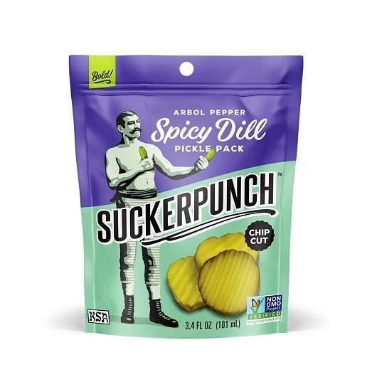 Suckerpunch Gourmet Spicy Dill Pickle Chip, 3.4 Fluid Ounce -- 12 per case