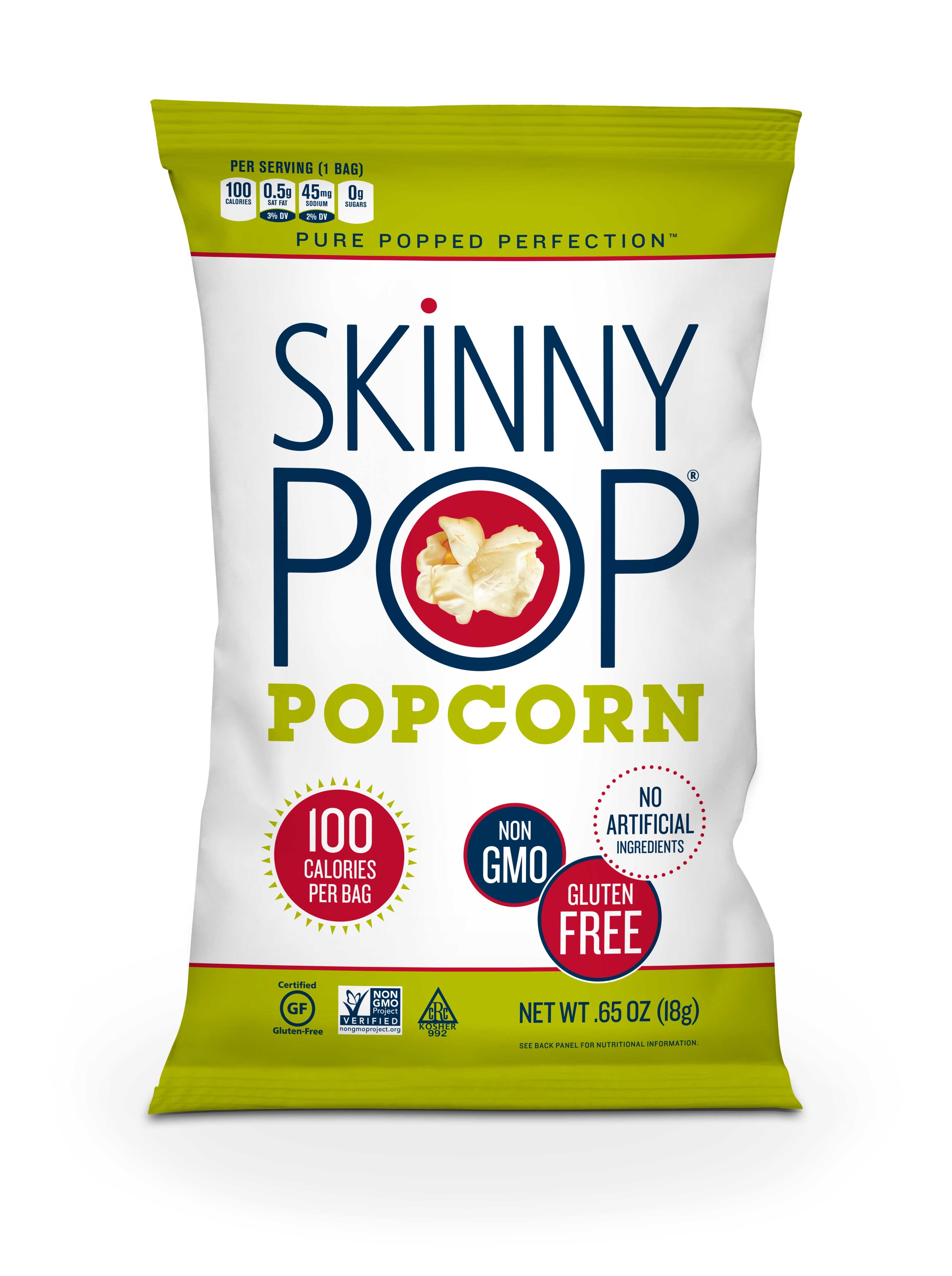 SkinnyPop 100 Calorie Original Popcorn, 0.65 Ounce -- 30 per case.