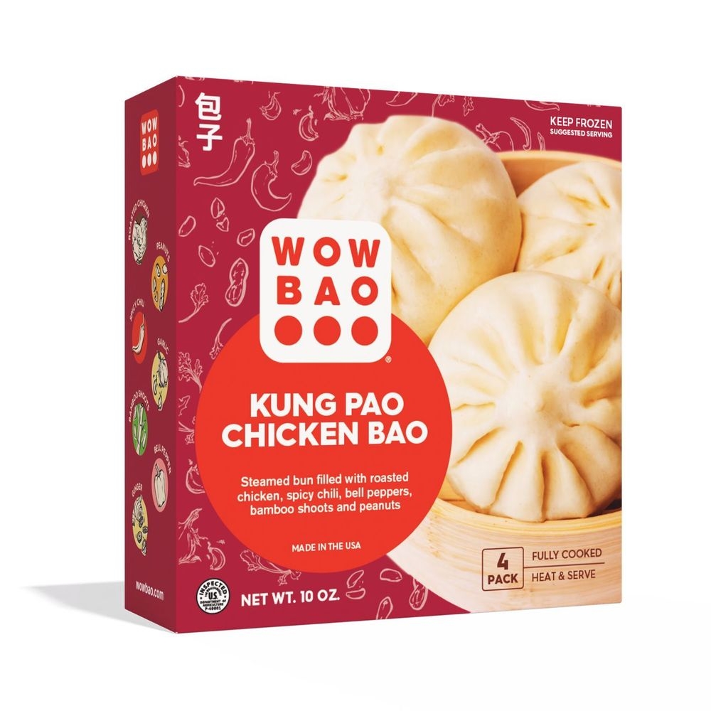 Wow Bao 10 Ounce Kung Pao Chicken Bao, 4 count -- 8 per case.