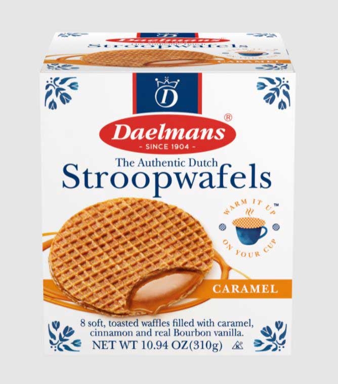 Daelmans Caramel Jumbo Stroopwafel - Cube Box Display, 10.94 Ounce -- 8 per case.
