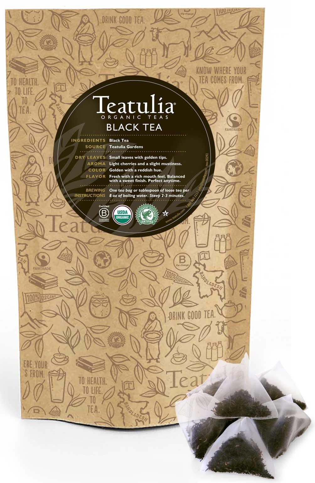 Teatulia Organic Unwrapped Premium Pyramid Black Tea -- 50 per case