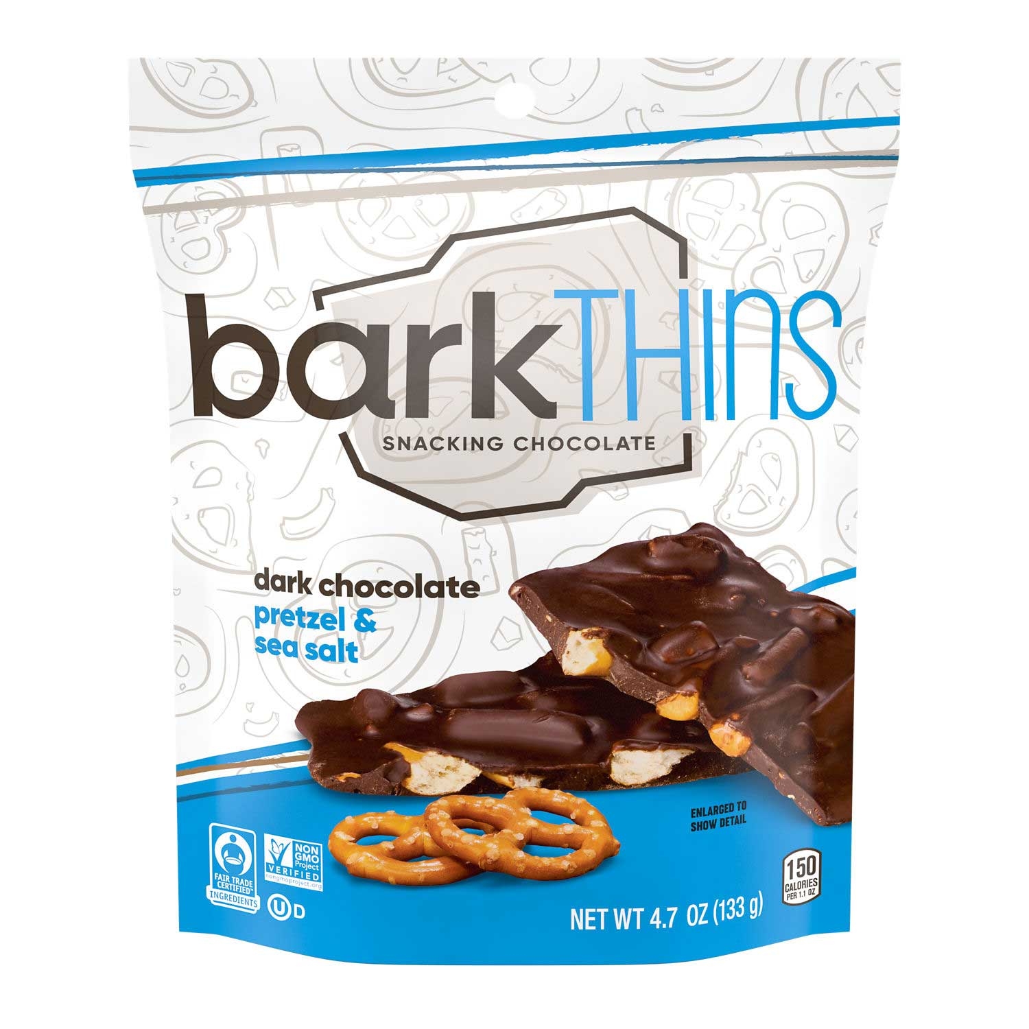 Bark Thins Dark Chocolate Pretzel - Regular Pouch, 4.7 Ounce -- 12 per case