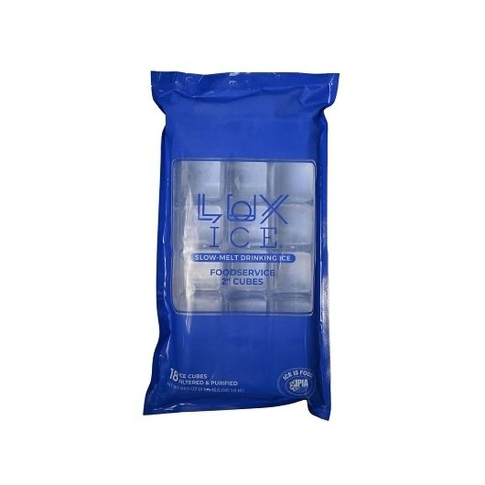 Lux Ice 2 inch Foodservice Ice Cube, 18 count - 4 per case