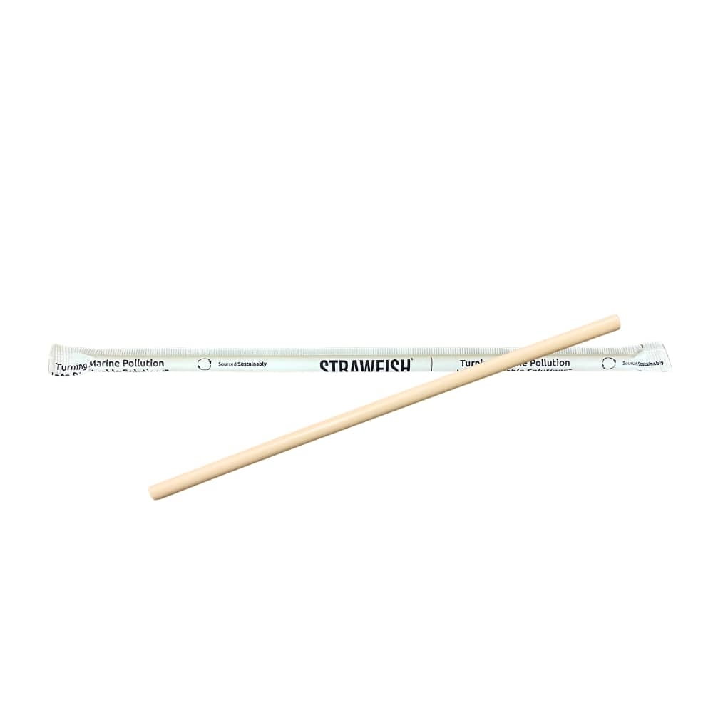 StrawFish Natural Jumbo Wrapped Biodegradable Straw, 7.75 inch 6mm -- 5000 per case