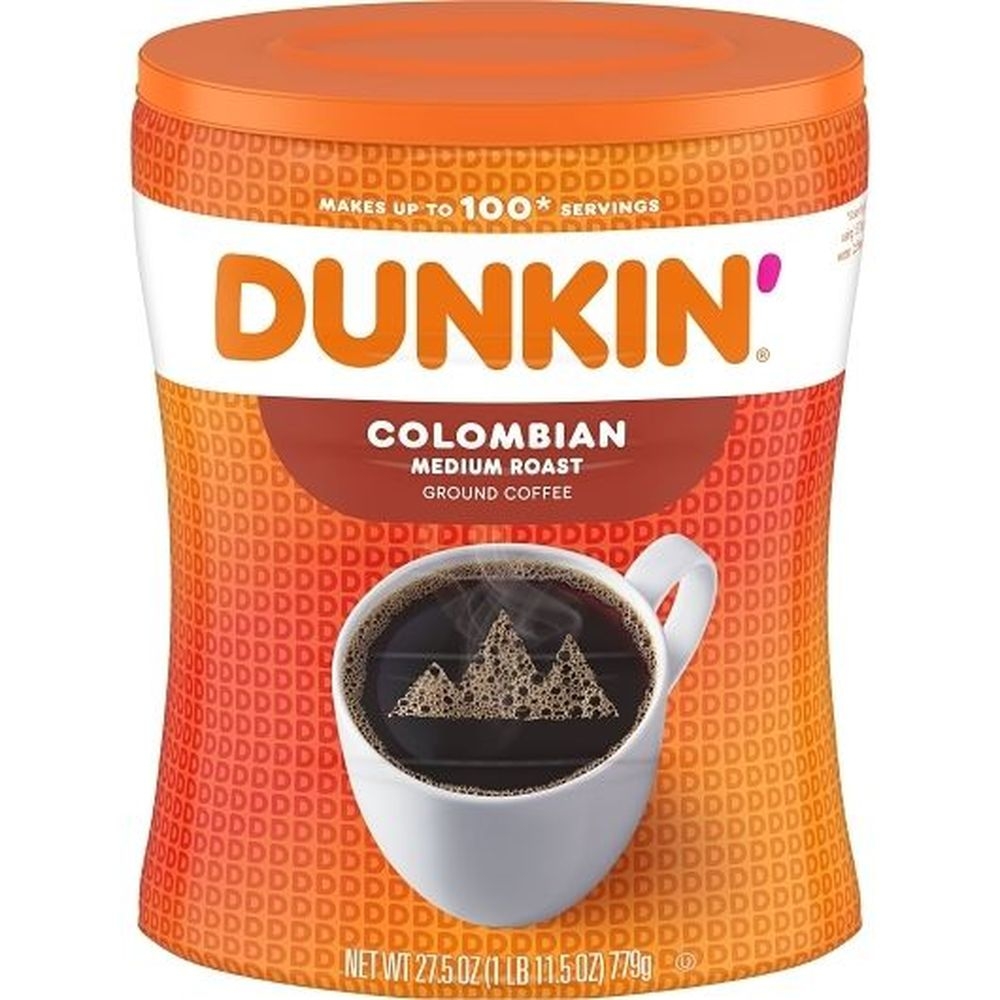 Dunkin Colombian Medium Roast Ground Coffee, 27.5 Ounce Canister -- 4 per case