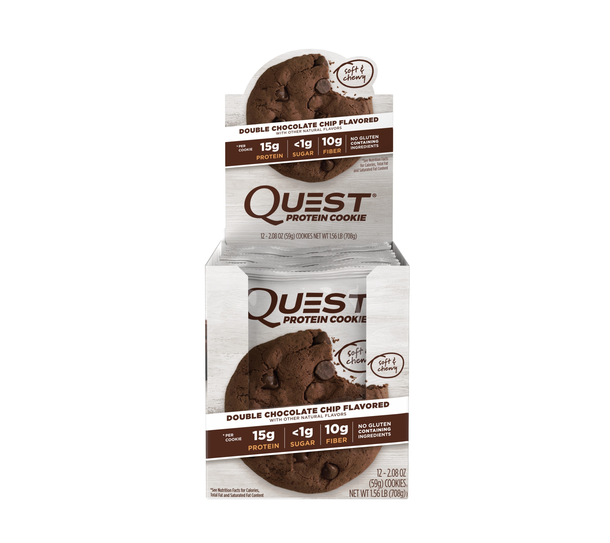 Quest Double Chocolate Chip Protein Cookie, 2.08 Ounce -- 72 per case.