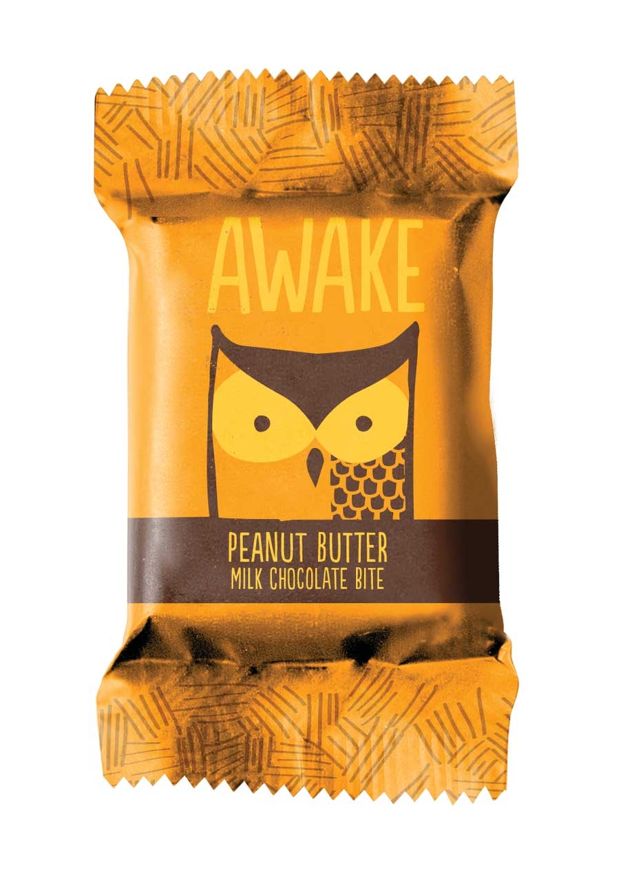 Awake Singles Caffeinated Peanut Butter and Chocolate Bites, 0.58 Ounce -- 300 per case.