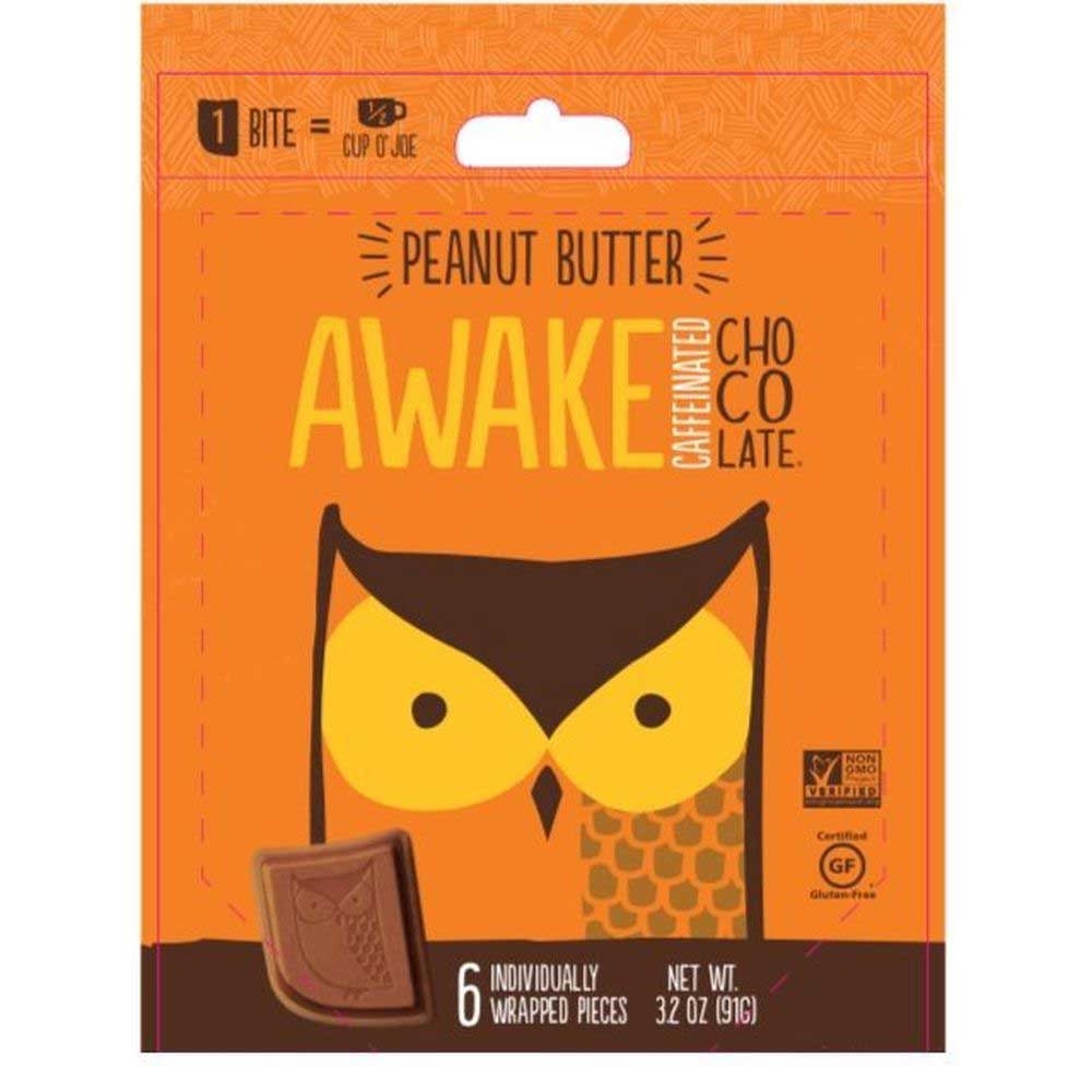 Awake Chocolate Peanut Butter Milk Chocolate Bites - 6 count per pack -- 10 packs per case