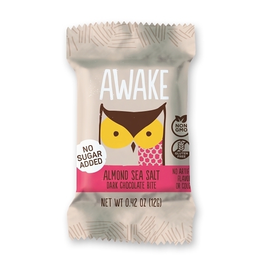 Awake Chocolate Almond Sea Salt Dark Chocolate Bites, 0.42 Ounce -- 300 per case