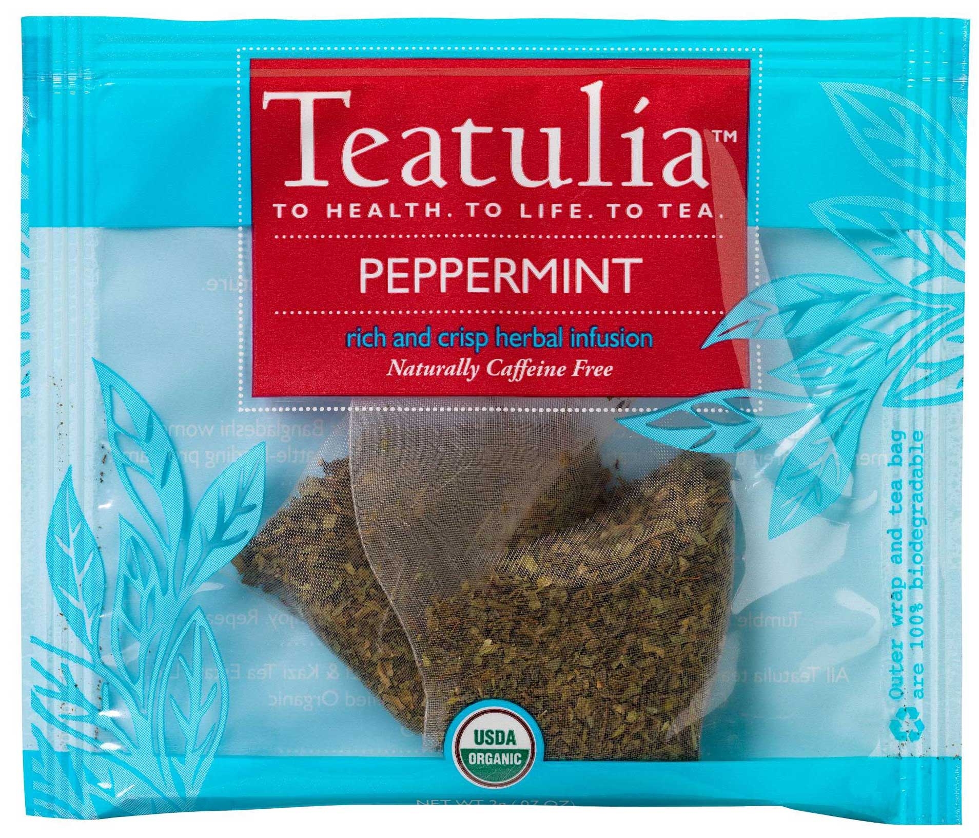 Teatulia Organic Peppermint Premium Pyramid Tea -- 50 per case