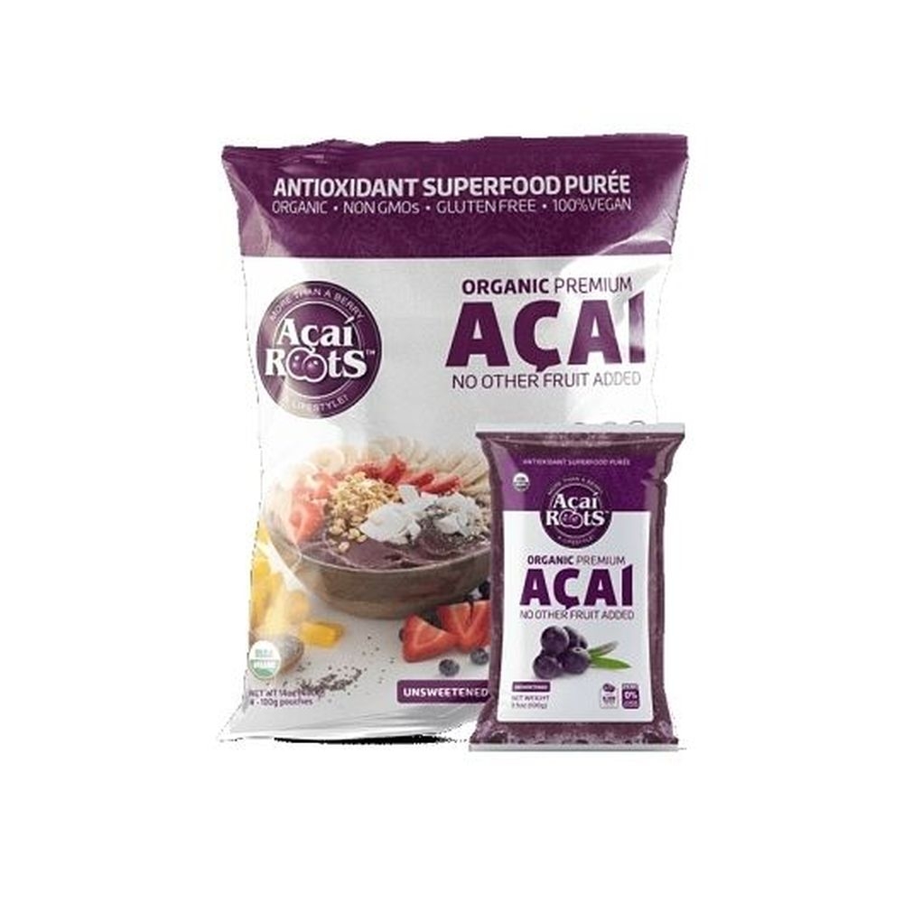 Acai Roots Organic Premium Pure Acai Superfood Puree Smoothie, 3.5 Ounce -- 56 per case