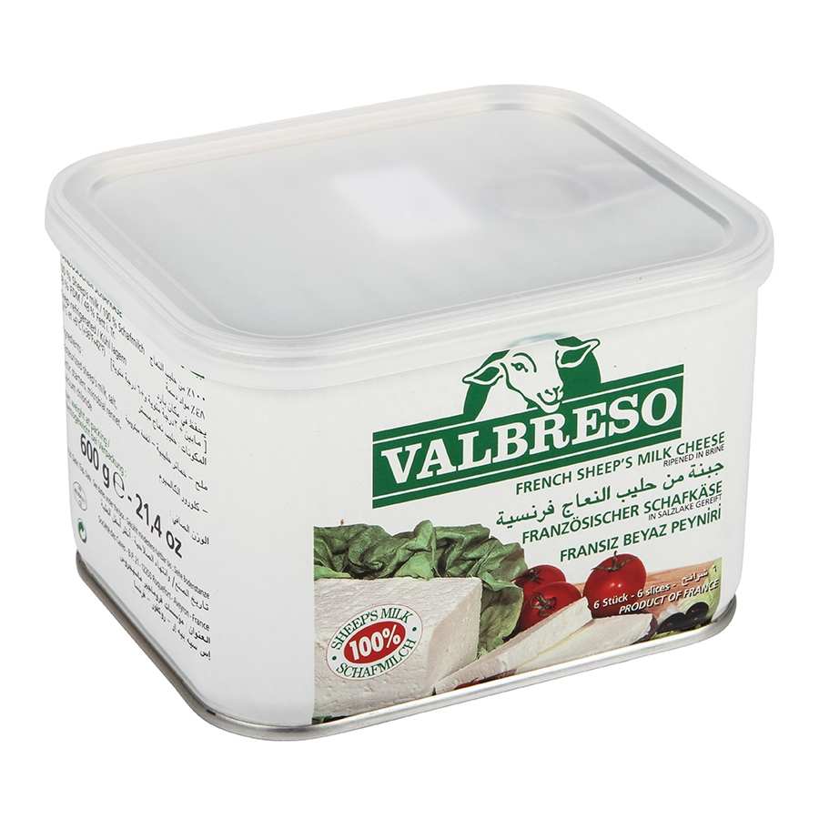 Valbreso Feta French Sheep Milk Cheese, 600 Gram -- 8 per case.