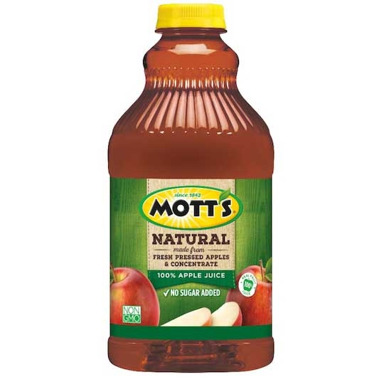 Mott's 100 Percent Natural Apple Juice, 64 Fluid Ounce -- 8 per case.