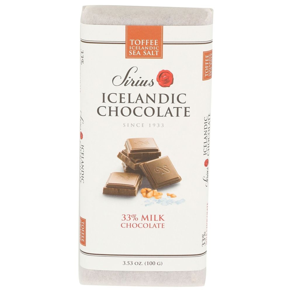 Sirius Icelandic 33 Percent Milk Chocolate Bar with Toffee Sea Salt, 3.53 Ounce -- 12 per case