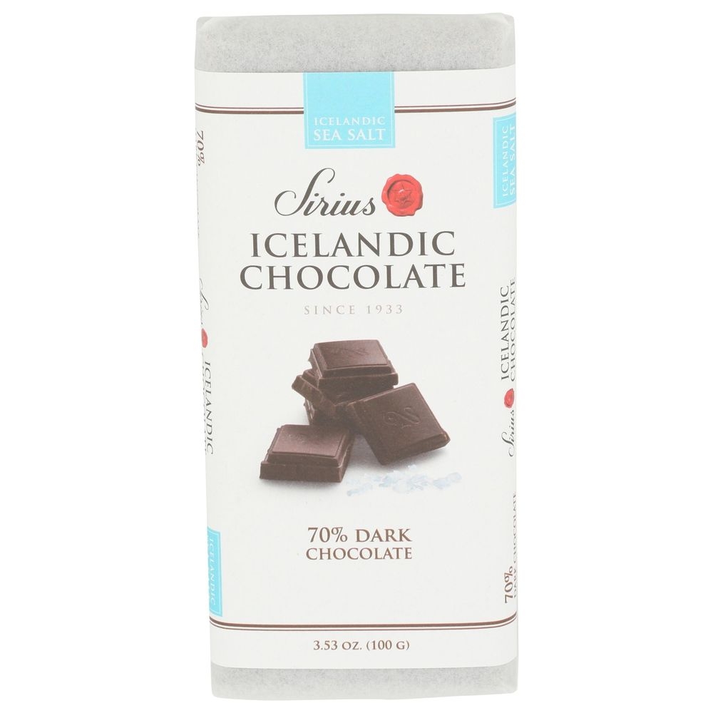 Sirius Icelandic 70 Percent Dark Chocolate Bar with Sea Salt, 3.53 Ounce -- 12 per case