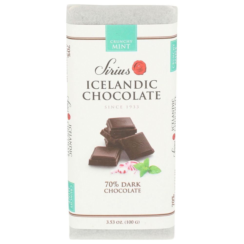 Sirius Icelandic 70 Percent Dark Chocolate Bar with Mint, 3.53 Ounce -- 12 per case