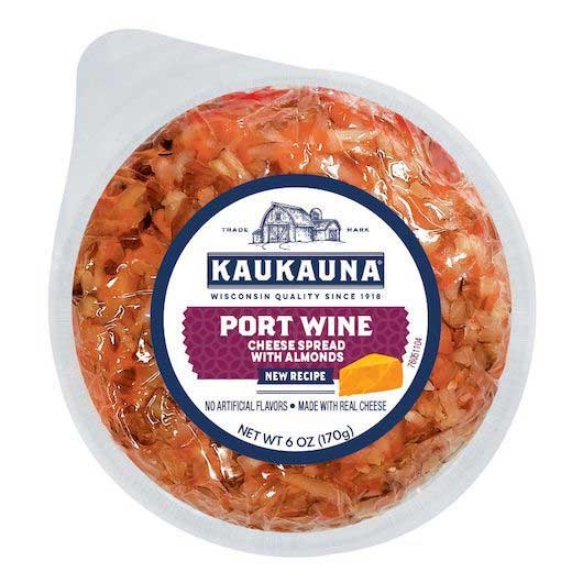 Kaukauna Port Wine Cheese Spread with Almonds, 6 Ounce -- 12 per case