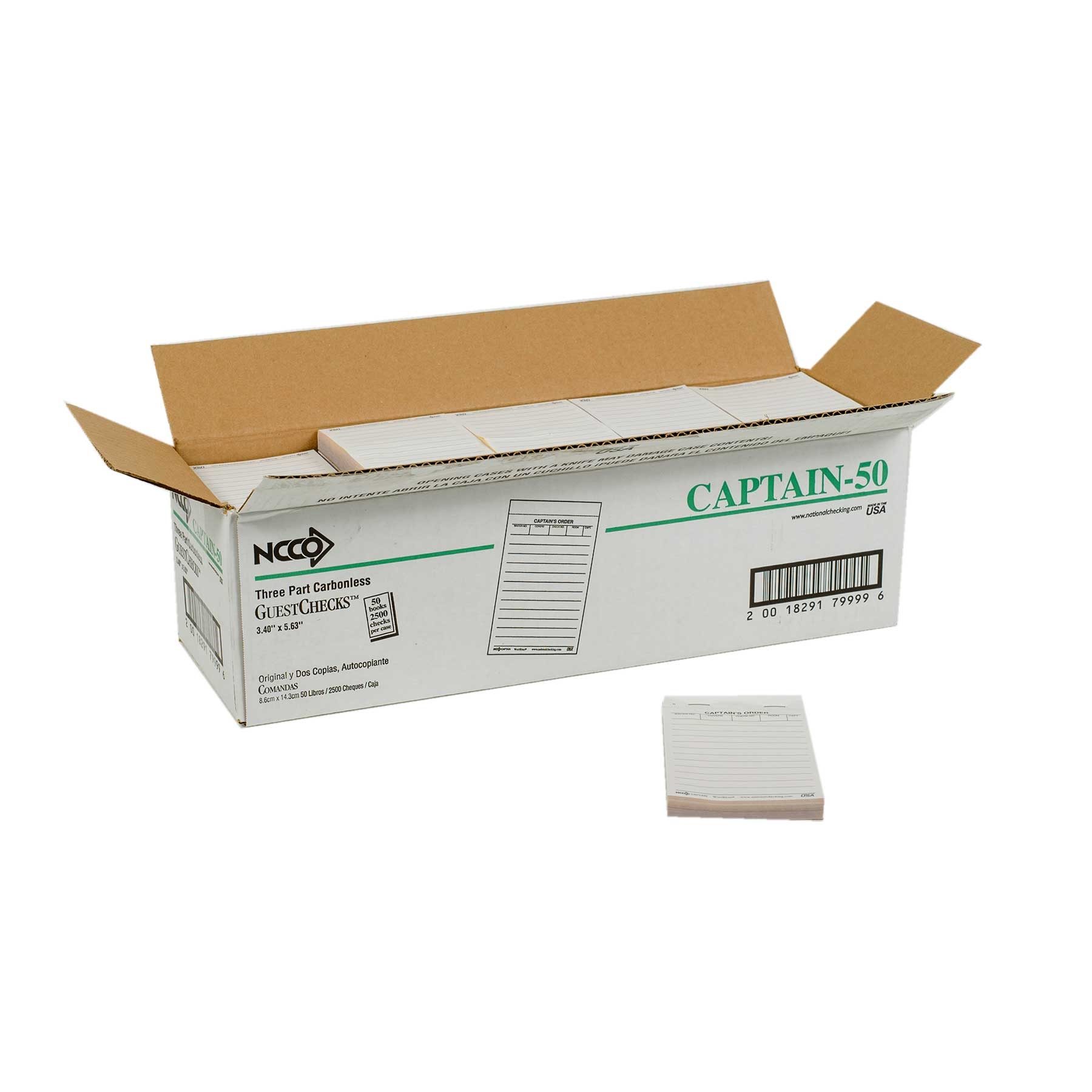 National Checking No Carbon 3 Part 12 Line White Waitrpad, 50 checks per book -- 50 per case.