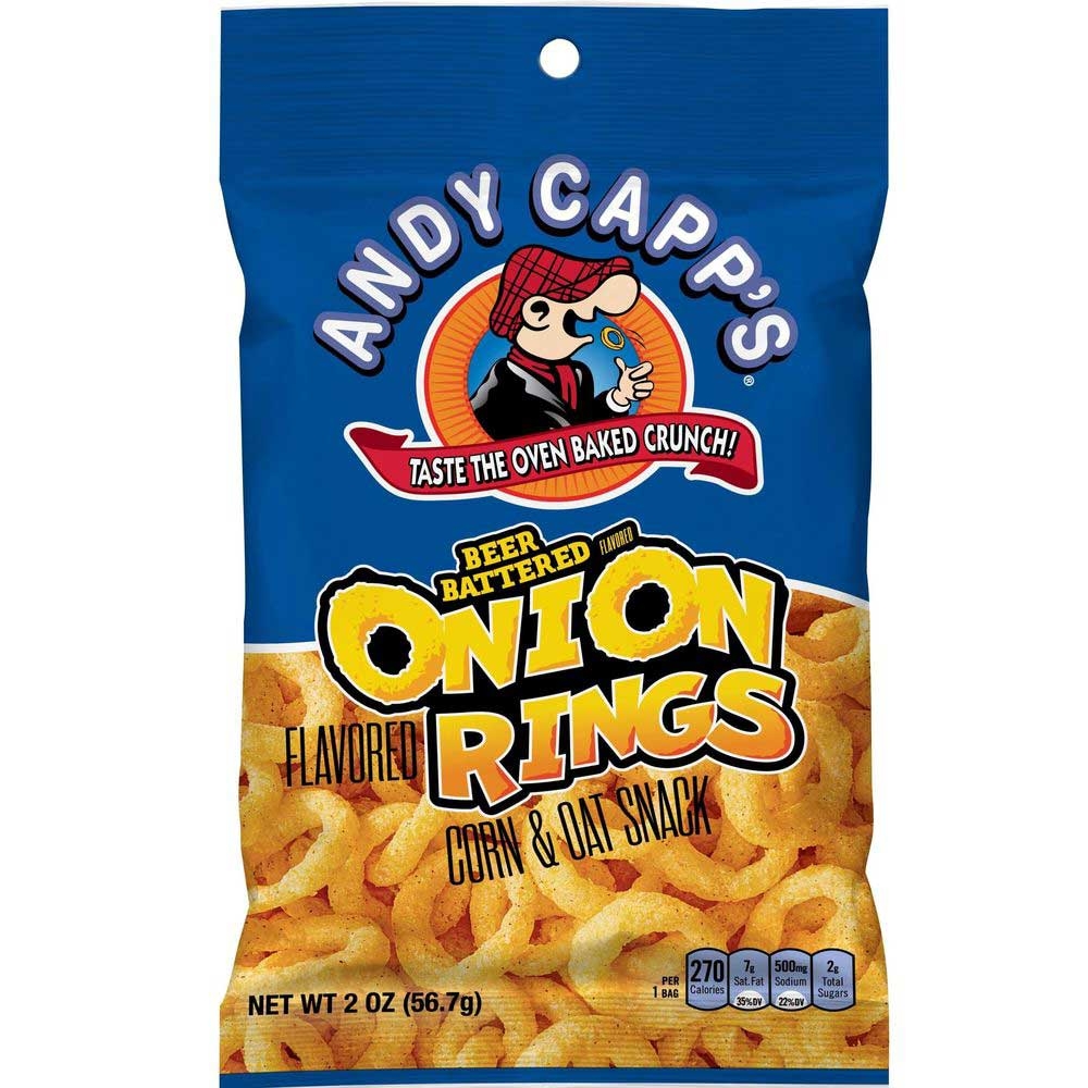 Andy Capps Beer Battered Onion Rings Baked Oat and Corn Snacks, 2 Ounce -- 12 per case