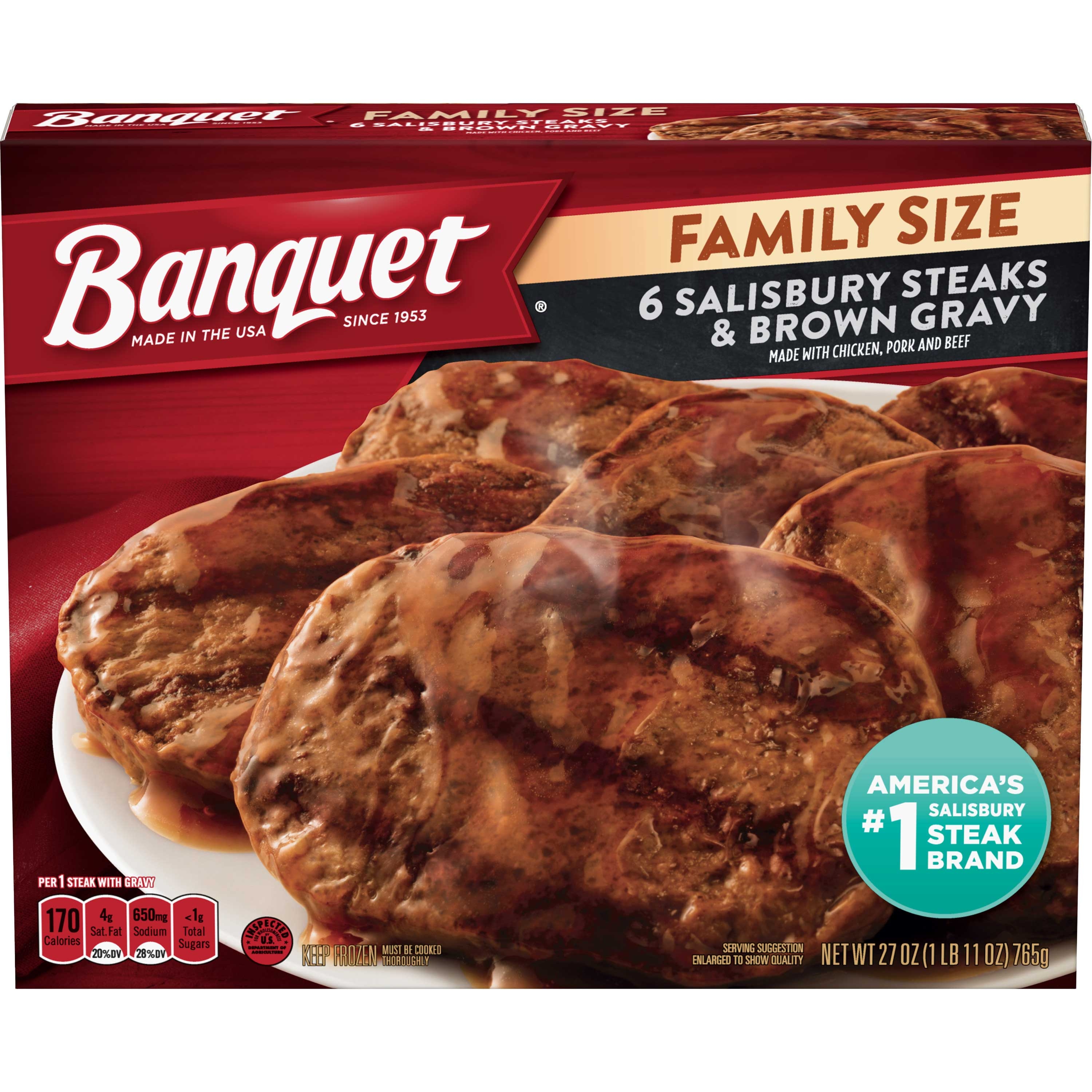 Conagra Banquet Family Style Salisbury Steak, 30 Ounce -- 6 per case.
