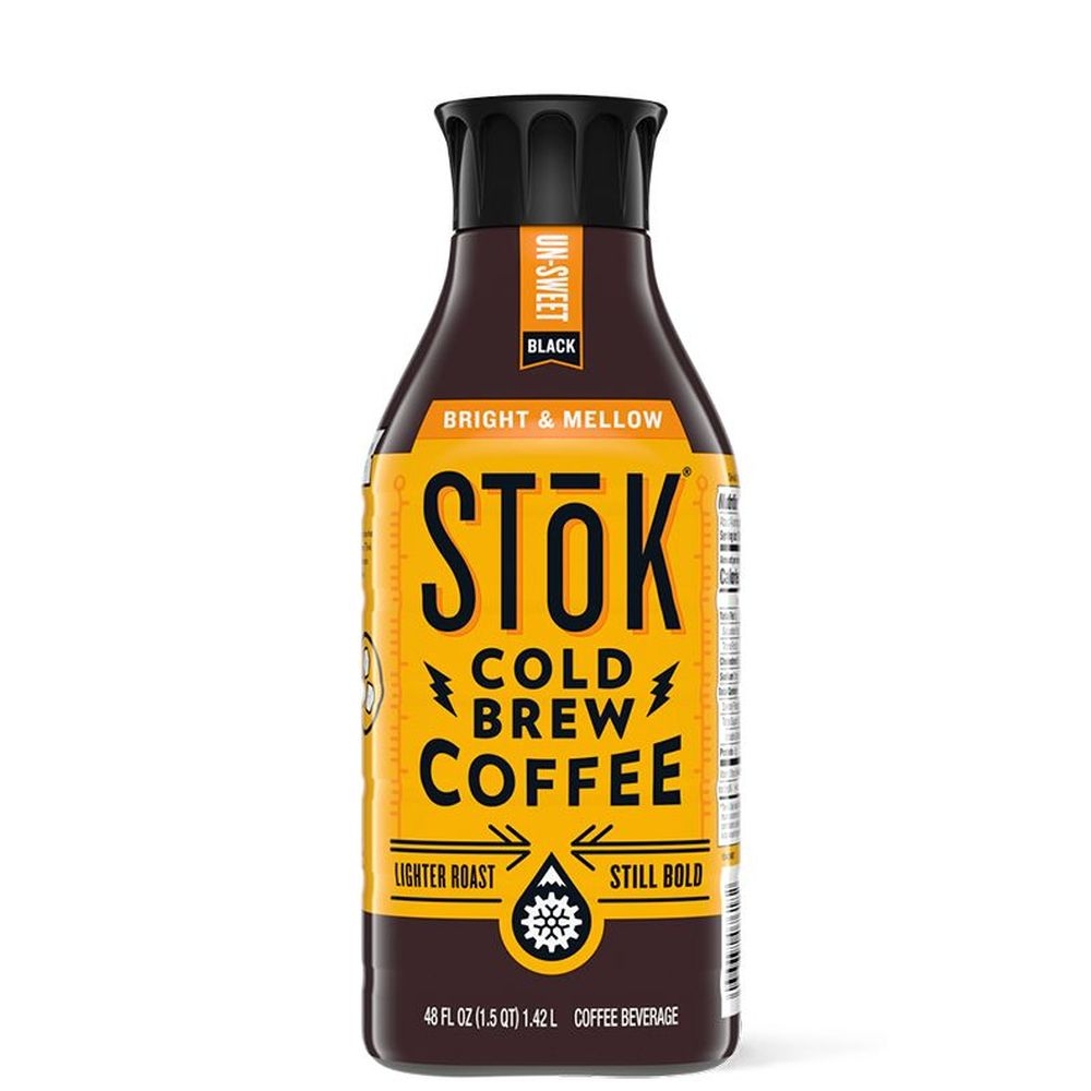 Stok Unsweet Black Bright and Mellow Light Roast Cold Brew Coffee -- 6 per case