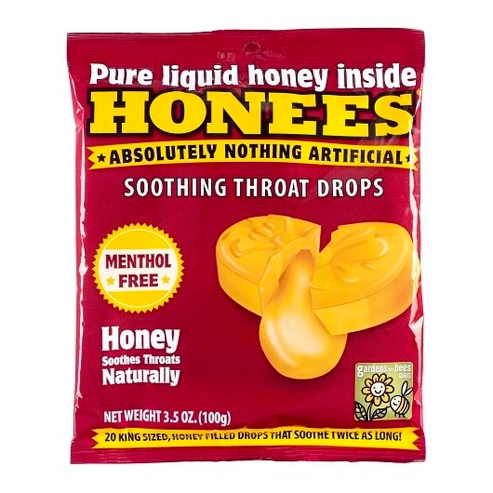 Honees Soothing Throat Drops - Display Case, 20 count Bag -- 12 per case
