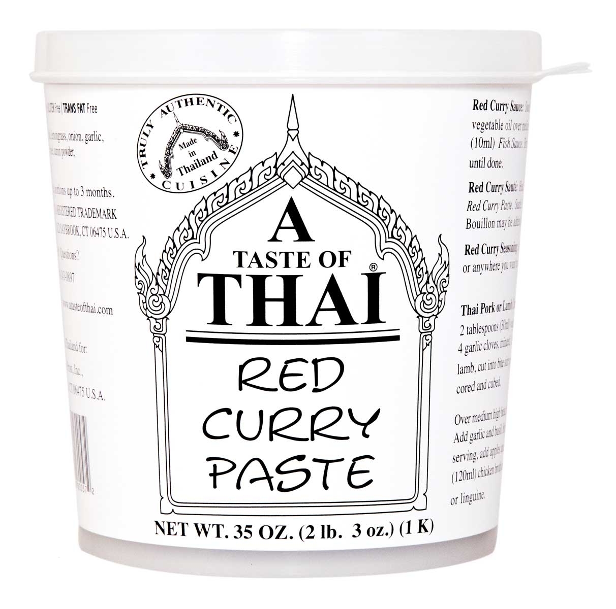 A Taste of Thai Red Curry Paste, 35 Ounce Tub -- 3 per case.