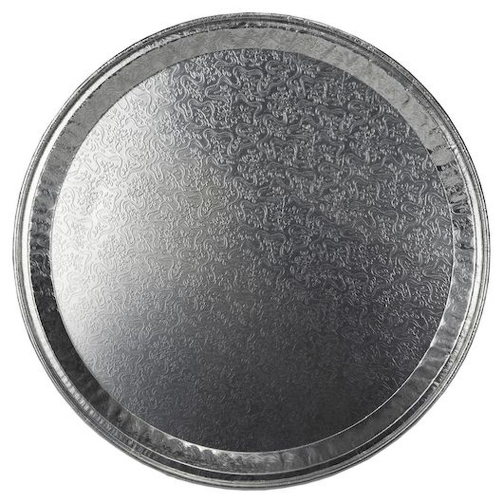 Durable Packaging Disposable Aluminum Round Flat Catering Tray, 12 inch -- 50 per case