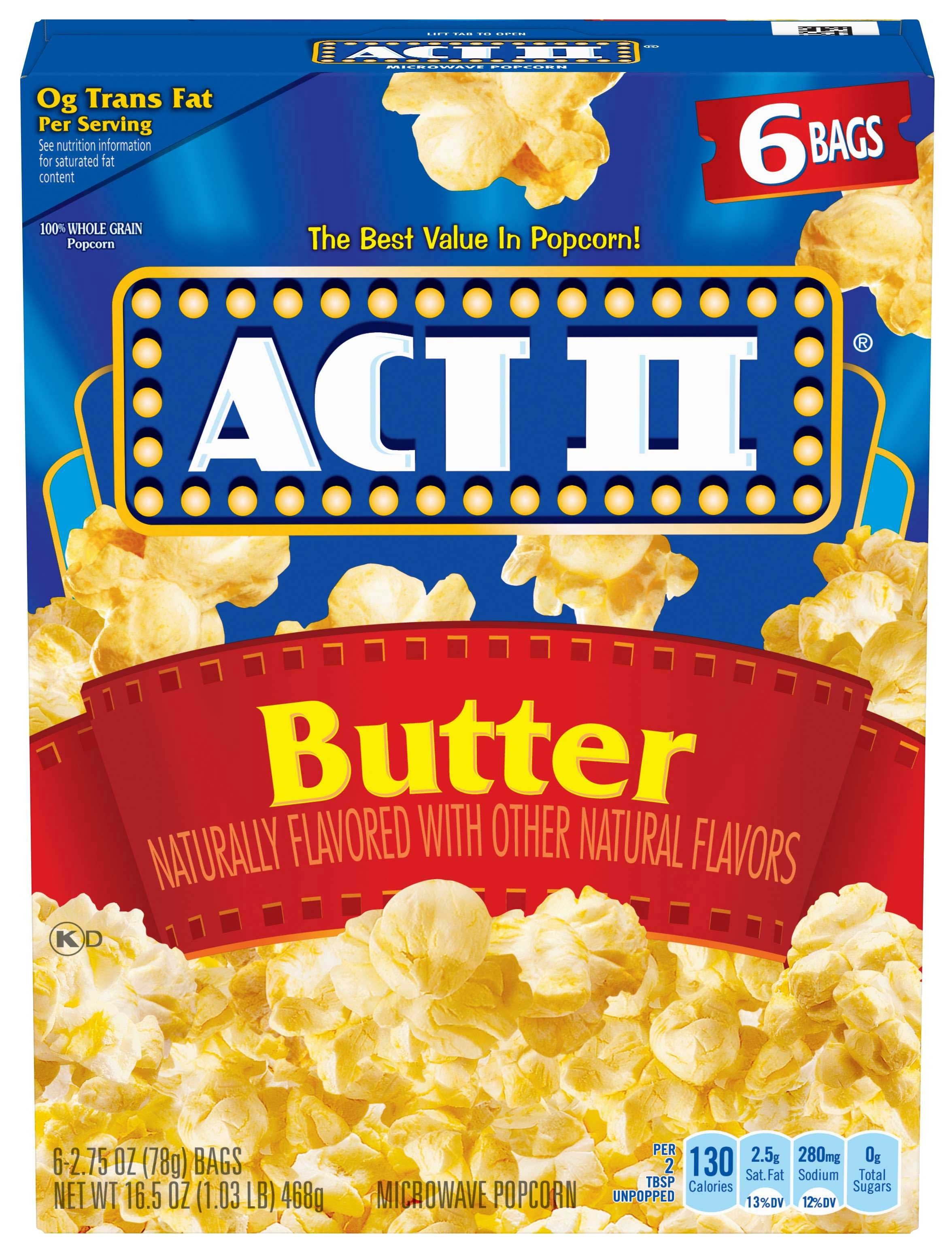 Act II Microwave Butter Popcorn, 16.5 Ounce -- 6 per case