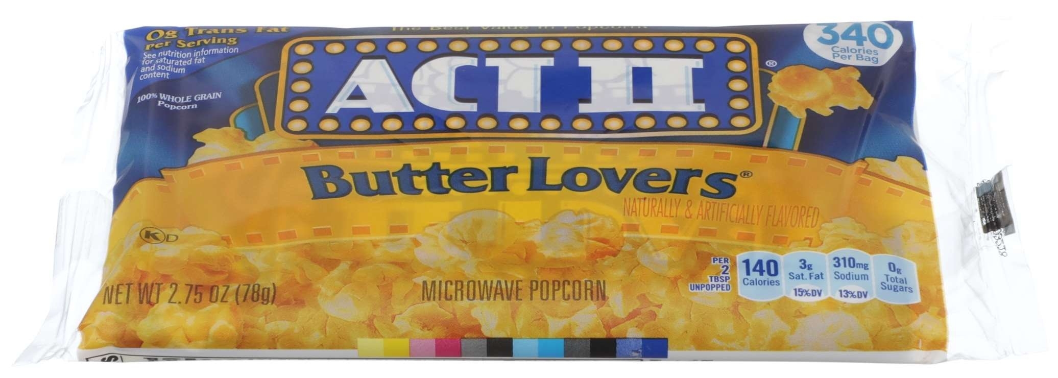 Act II Microwave Butter Lovers Popcorn, 2.75 Ounce -- 72 per case
