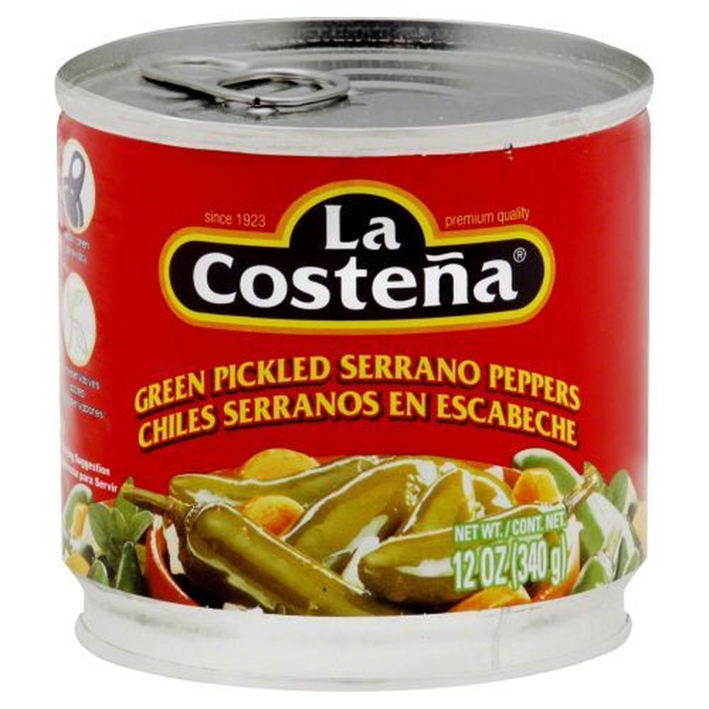 La Costena Green Pickled Sliced Serrano Peppers, 12 Ounce -- 12 per case